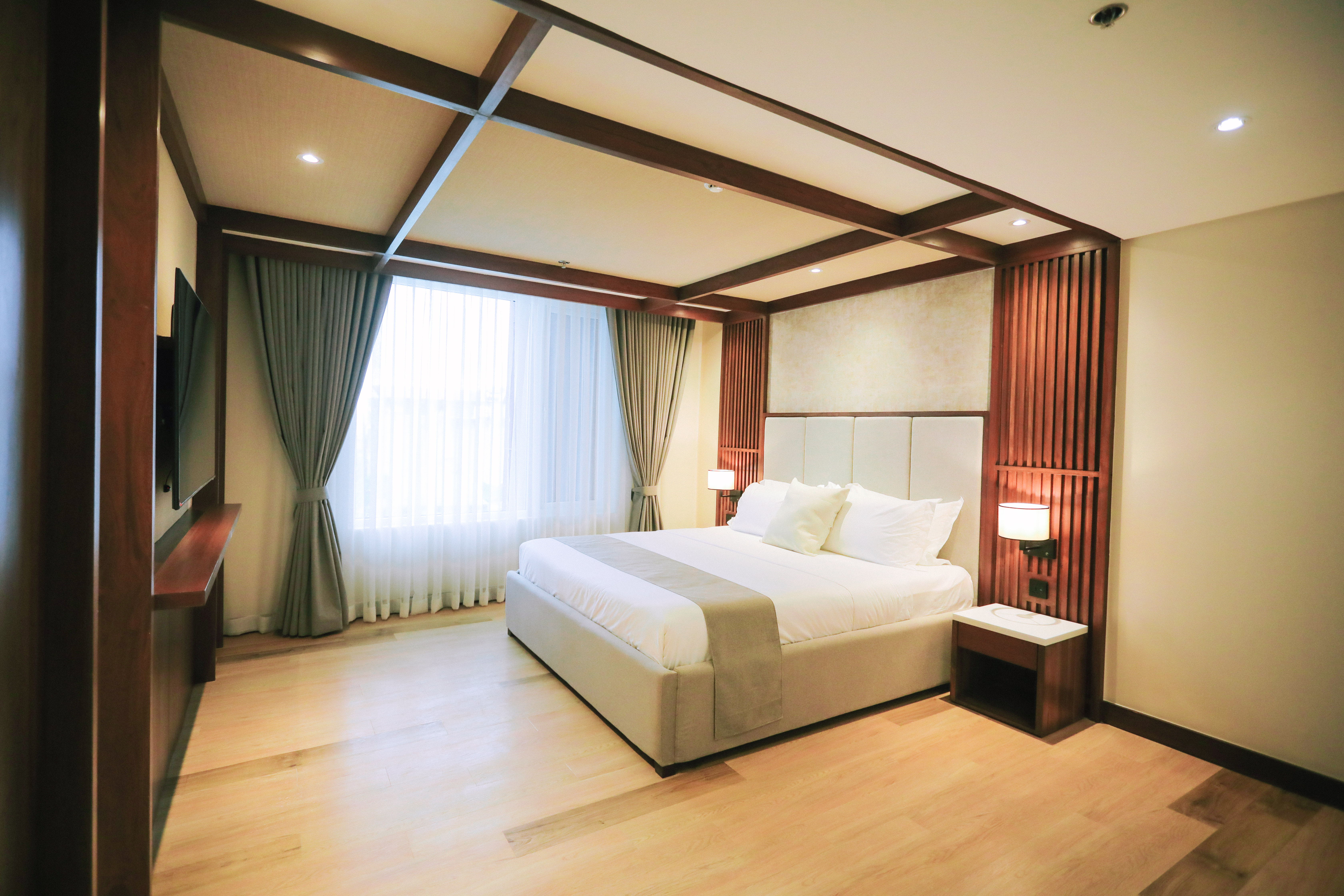 Downtown district hotel room